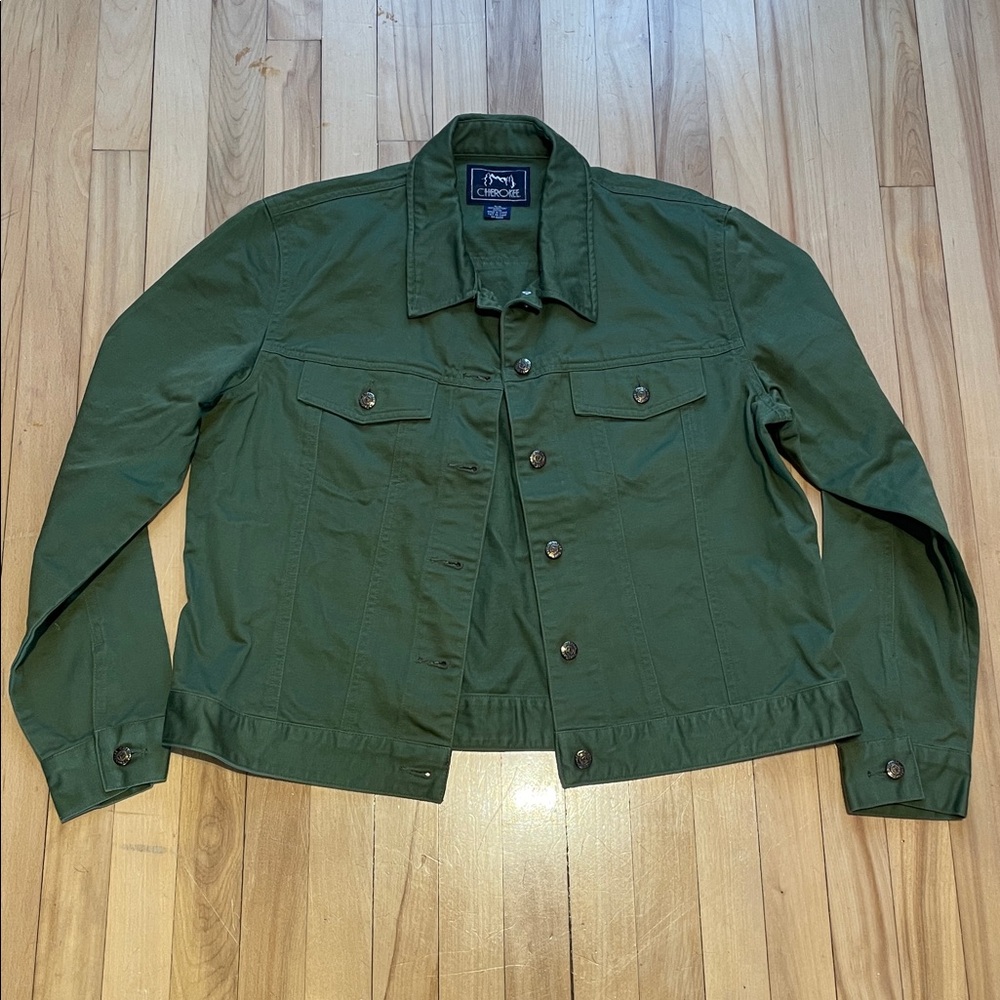 Cherokee Forest Green Casual Jean Jacket